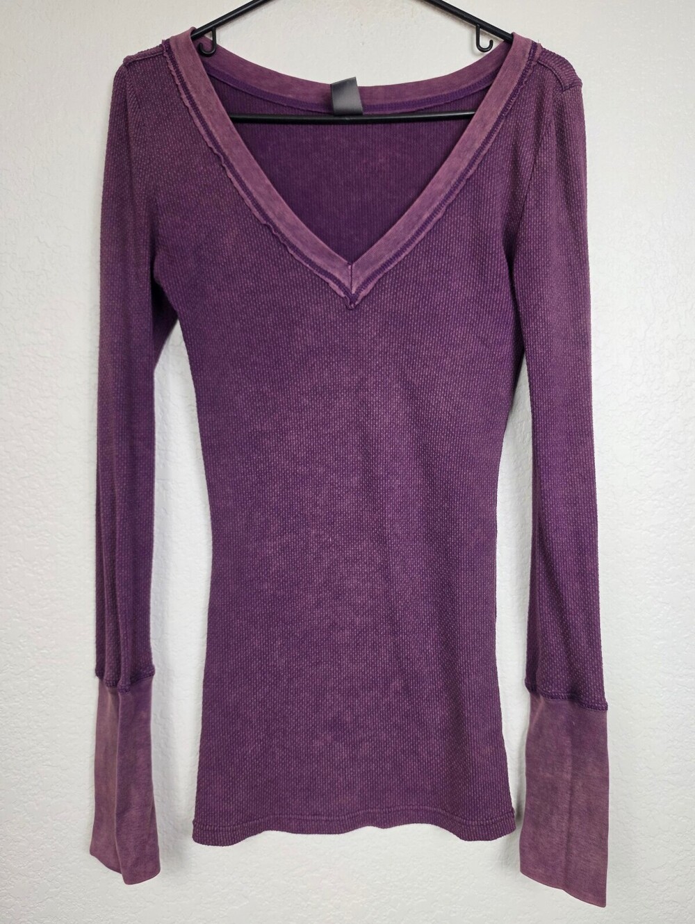 Free People Vintage Purple Long Sleeve V-Neck Top M